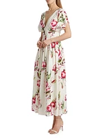 Sonya Pleated Floral Midi-Dress