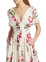 Sonya Pleated Floral Midi-Dress