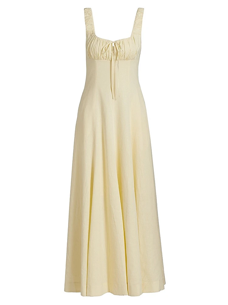 Dina Linen-Blend Fit & Flare Maxi Dress