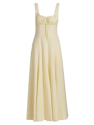 Dina Linen-Blend Fit & Flare Maxi Dress