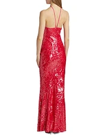 Regine Sequined Halter Gown