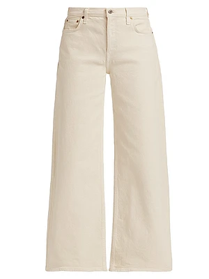 Stretch Mid-Rise Wide-Leg Crop Jeans