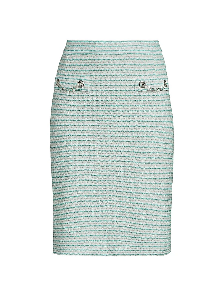 Tanya Foster x Ming Wang Tweed Pencil Knee-Length Skirt