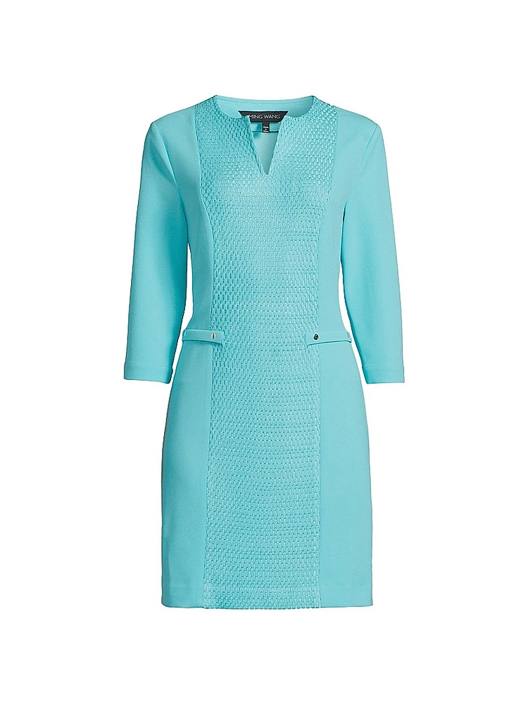 Textured Split Neck Minidress