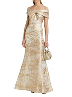 Metallic Jacquard Off-The-Shoulder Mermaid Gown