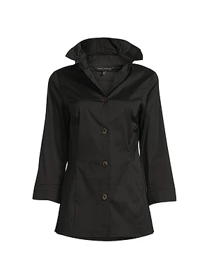 Satin Convertible Collar Shirt