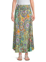 Kiki Printed Silk Maxi Skirt