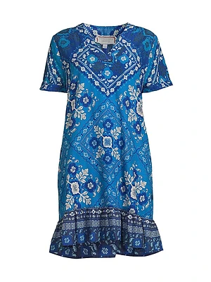 Ciena Printed Flounce Shift Midi-Dress
