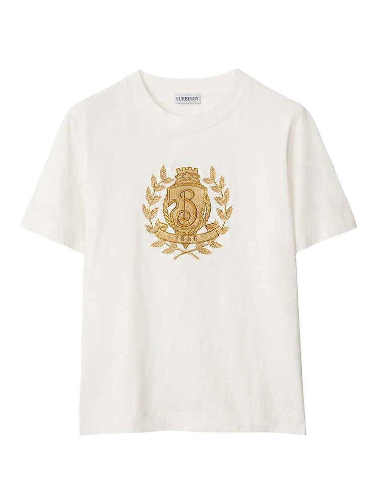 B Crest Embroidered Cotton T-Shirt