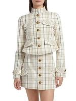 Check Cotton Peplum Jacket