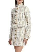 Check Cotton Peplum Jacket