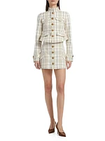 Check Cotton Button-Front Miniskirt