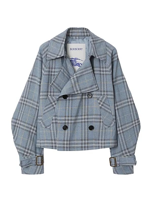 Check Double-Breasted Short Coat
