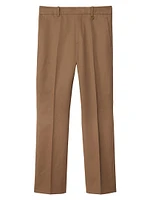 Pleated Cotton Straight-Leg Pants