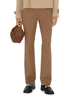 Pleated Cotton Straight-Leg Pants