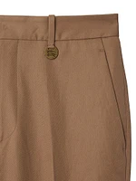 Pleated Cotton Straight-Leg Pants