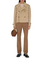 Pleated Cotton Straight-Leg Pants