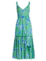 Corinne Floral Cotton Tie-Waist Midi Dress