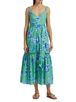 Corinne Floral Cotton Tie-Waist Midi Dress