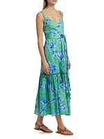 Corinne Floral Cotton Tie-Waist Midi Dress