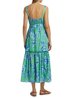 Corinne Floral Cotton Tie-Waist Midi Dress