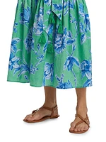 Corinne Floral Cotton Tie-Waist Midi Dress
