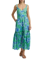 Corinne Floral Cotton Tie-Waist Midi Dress