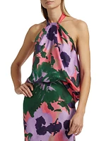 Florentine Floral Silk Halterneck Top