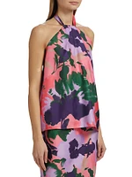 Florentine Floral Silk Halterneck Top