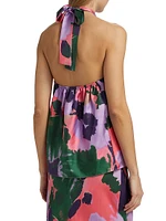 Florentine Floral Silk Halterneck Top