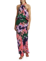 Florentine Floral Silk Halterneck Top