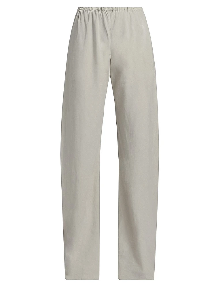 Gala Silk-Linen Pull-On Pants