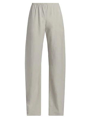 Gala Silk-Linen Pull-On Pants