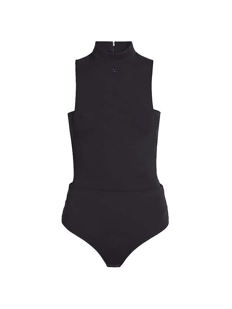 Crepe Jersey Mock Turtleneck Bodysuit