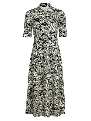Floral Squiggle A-Line Polo Dress
