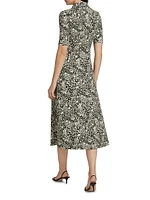 Floral Squiggle A-Line Polo Dress