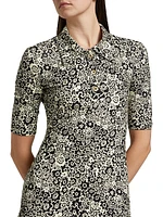 Floral Squiggle A-Line Polo Dress