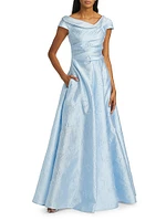 Floral Jacquard Fit & Flare Gown