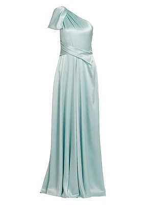 Satin One-Shoulder Gown