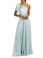 Satin One-Shoulder Gown