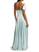 Satin One-Shoulder Gown