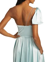 Satin One-Shoulder Gown