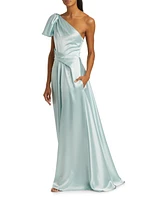 Satin One-Shoulder Gown
