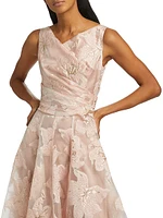 Floral Jacquard Fit & Flare Gown
