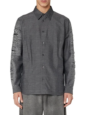 Olov Distressed Woven Button-Front Shirt