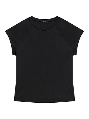 Raglan Cotton Cap-Sleeve T-Shirt