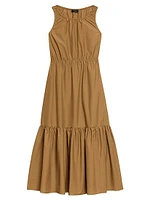 Soft Lawn Sleeveless Gathered Midi-Dress