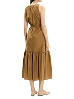 Soft Lawn Sleeveless Gathered Midi-Dress