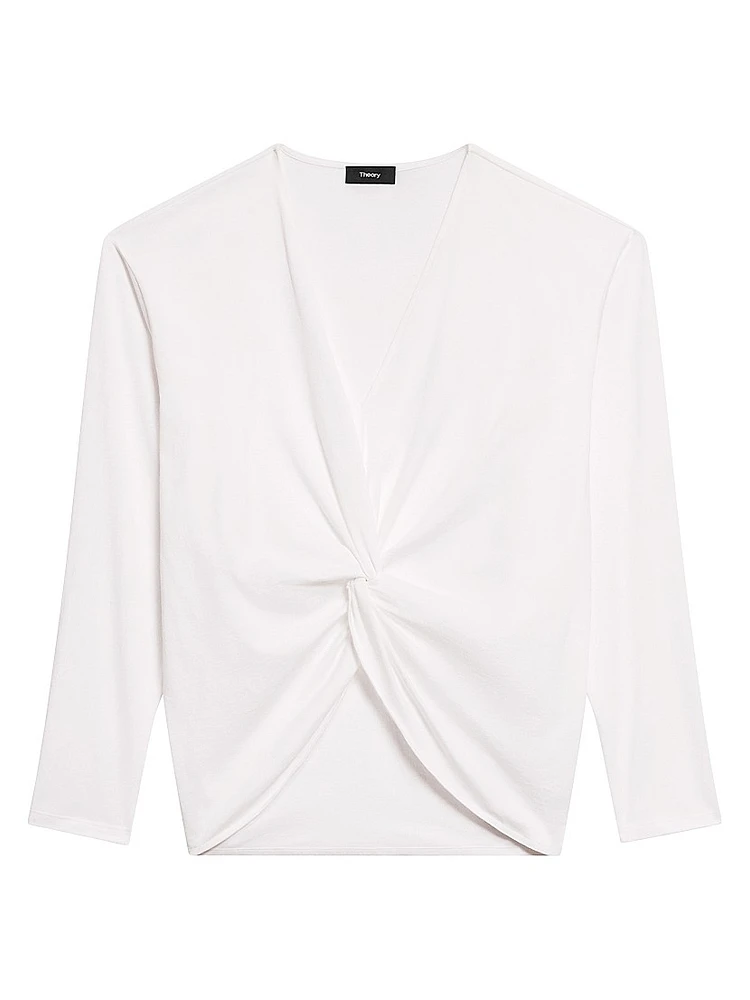 Twist-Front Relaxed-Fit Cotton Top