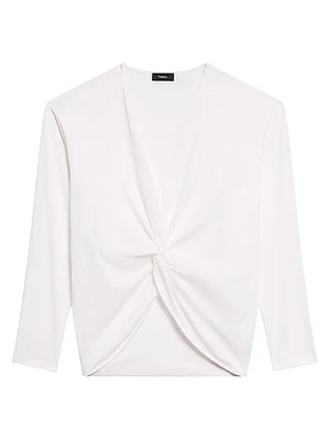 Twist-Front Relaxed-Fit Cotton Top